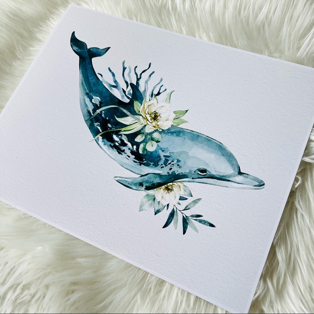 Wall Art Watercolor Dolphin Print Poster Unframed - Picture 13 of 16